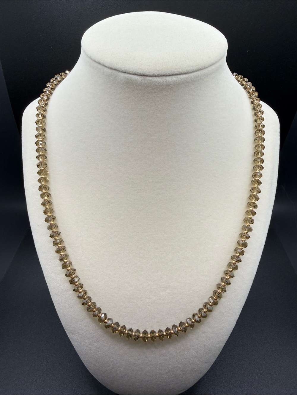 Smoky K9 Crystal Glass Bead Necklace